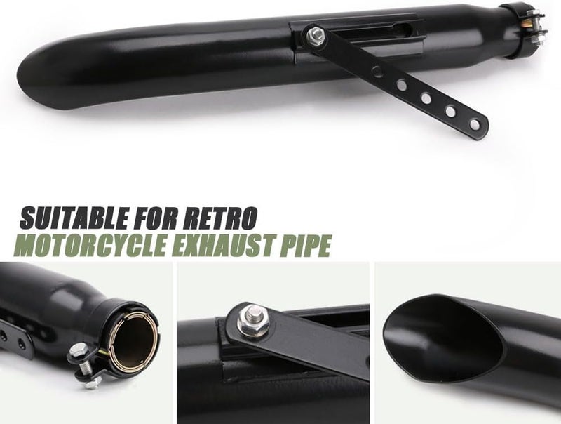 Tesmirror Baking Paint Universal Motorcycles Slash Cut Exhaust Tip Muffler Pipe for 1-3/8", 1-1/2"(1.5 inch), 1-5/8" and 1-3/4"(1.75 inch) Chopper Cafe Racer Loud black(one piece) - Image 4